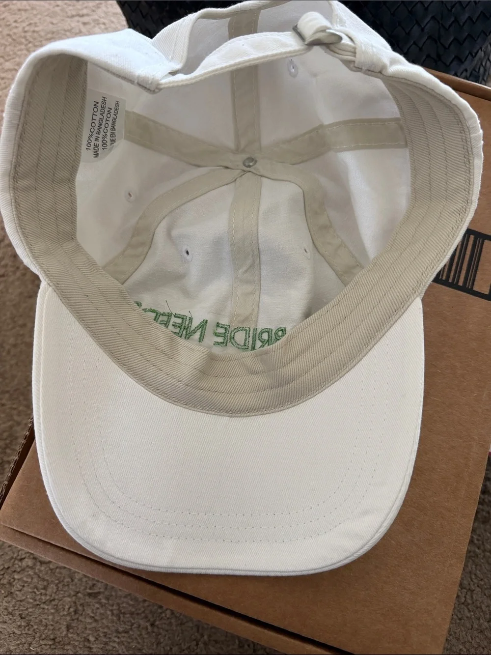 White Baseball Cap with Green "This Bride Needs A Margarita" Embroidery - Picture 2 of 3